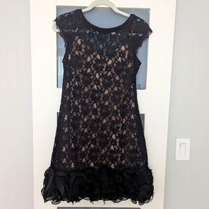 Black lace dress with nude underlay